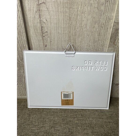 Lets Go Cow Tipping Metal Sign By Bella Bug 7" x 10" Wall Decor Horses Dog - Picture 2 of 3